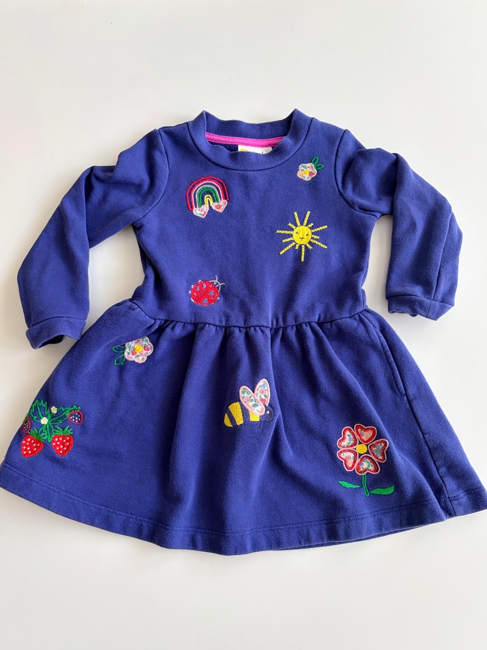 Mini Boden Navy Blue Embroidered Patch Play Dress